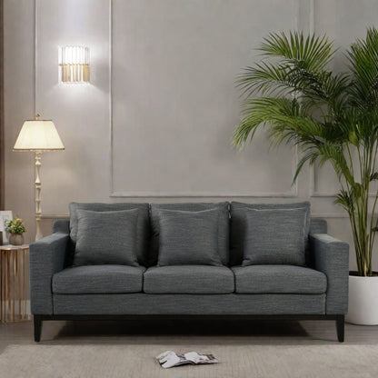 Canapé 3 places en polyester 80,5 pouces, finition bois massif – Confort haut de gamme pour salon ou bureau