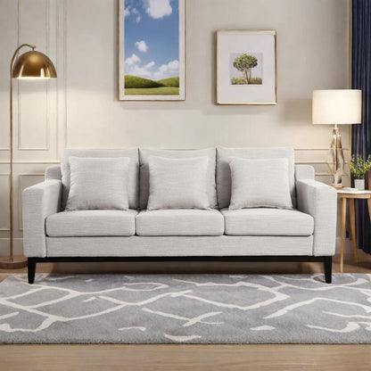 Canapé 3 places en polyester 80,5 pouces, finition bois massif – Confort haut de gamme pour salon ou bureau