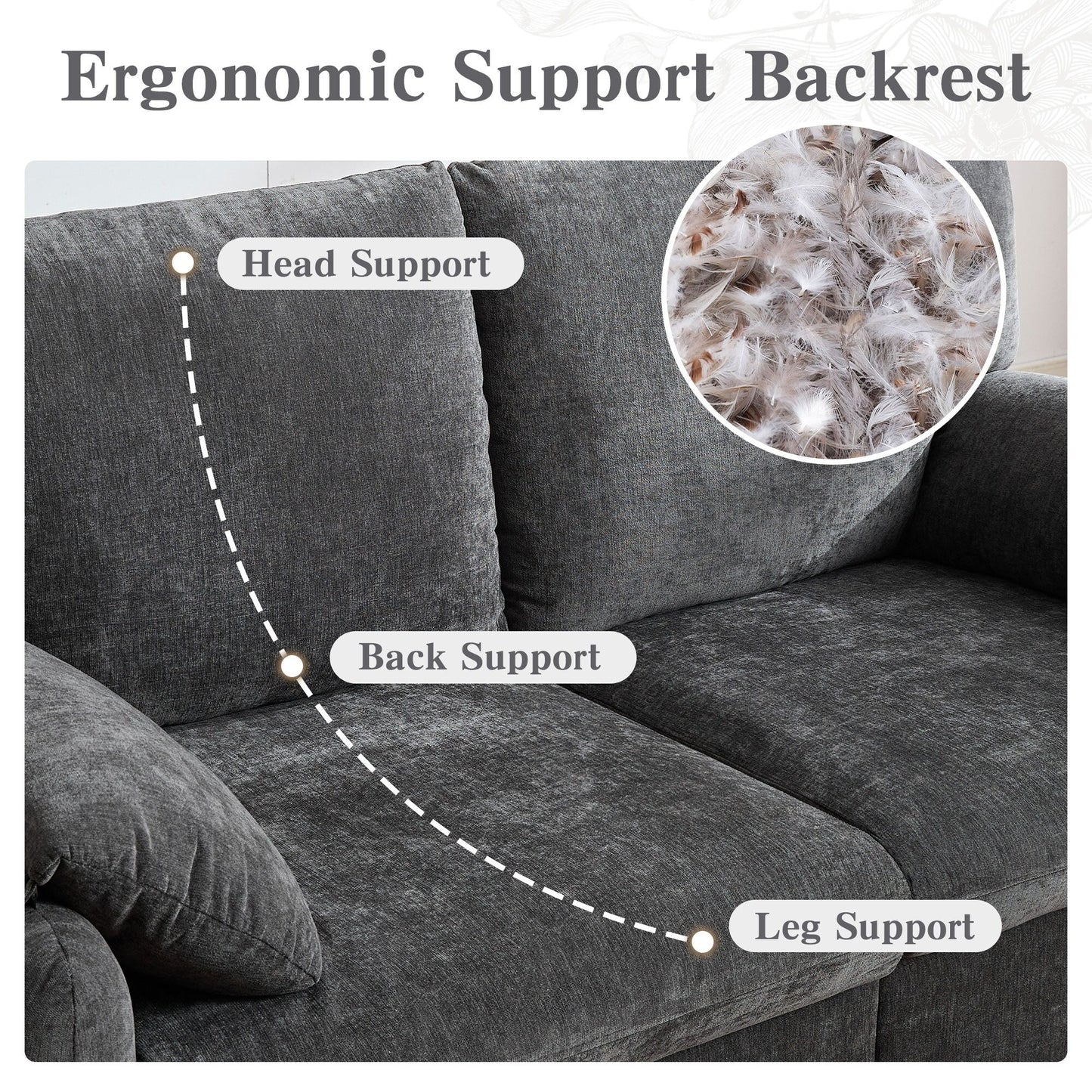 Canapés en duvet de 800 lb, canapé minimaliste de 60 pouces, avec plusieurs couleurs pour le salon et la chambre