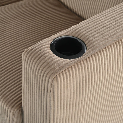 Canapé 3 places en bois massif 80 avec 2 ports USB et deux porte-gobelets