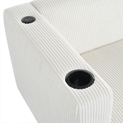 Canapé 3 places en bois massif 80 avec 2 ports USB et deux porte-gobelets