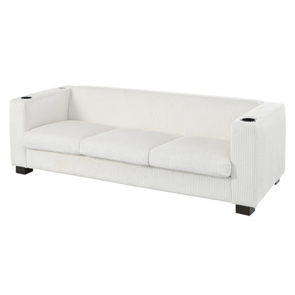 Canapé 3 places en bois massif 80 avec 2 ports USB et deux porte-gobelets