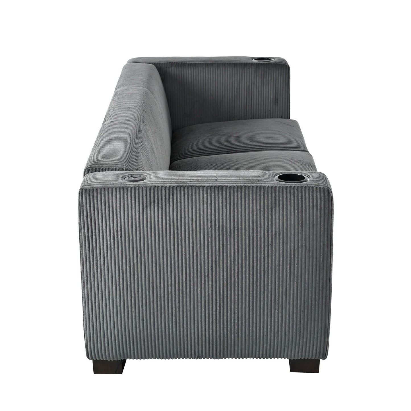 Canapé 3 places en bois massif 80 avec 2 ports USB et deux porte-gobelets