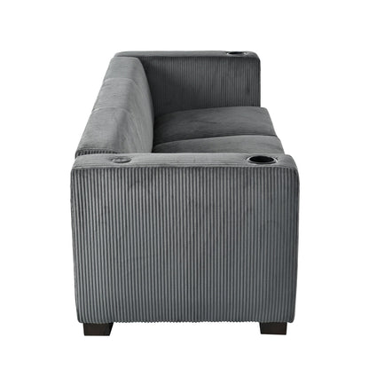 Canapé 3 places en bois massif 80 avec 2 ports USB et deux porte-gobelets