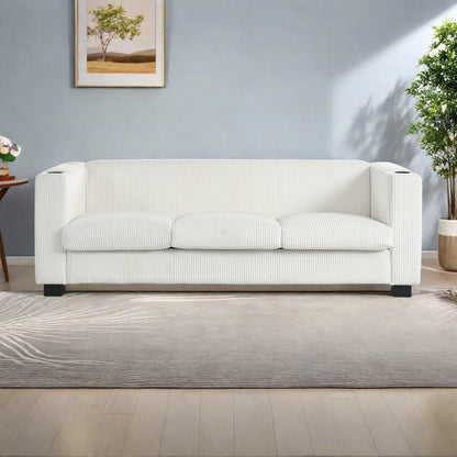 Canapé 3 places en bois massif 80 avec 2 ports USB et deux porte-gobelets