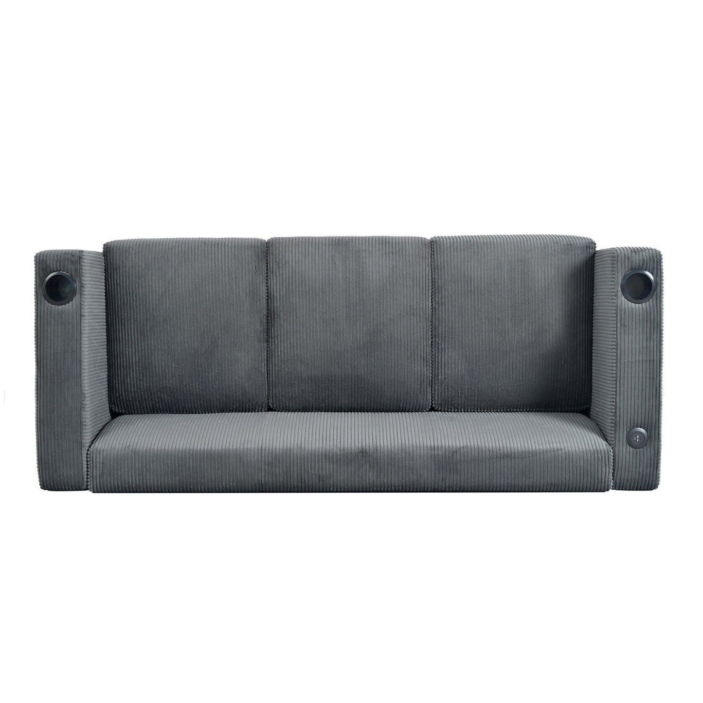 Canapé 3 places en bois massif 80 avec 2 ports USB et deux porte-gobelets