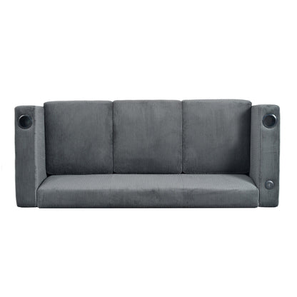 Canapé 3 places en bois massif 80 avec 2 ports USB et deux porte-gobelets