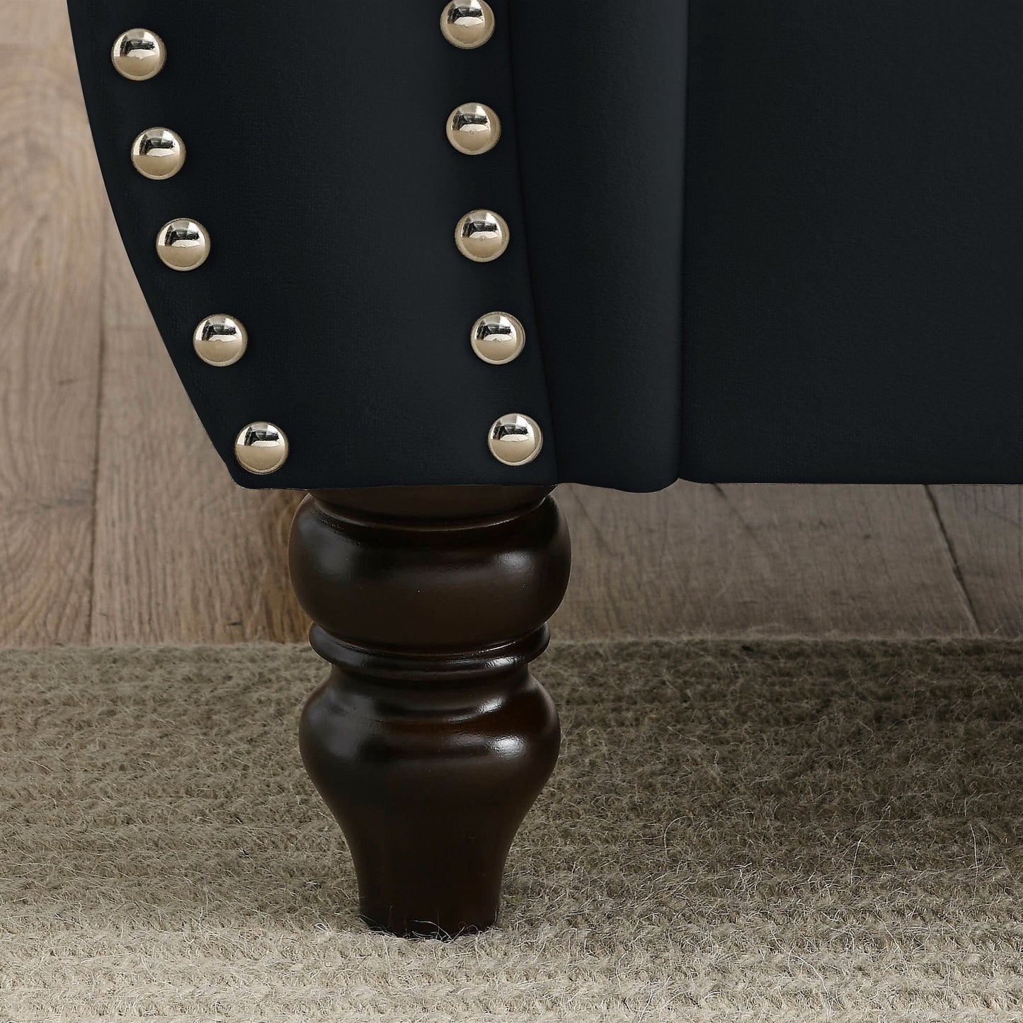 Canapé Chesterfield 3 places en velours 80 avec motif capitonné, garniture cloutée et 2 coussins