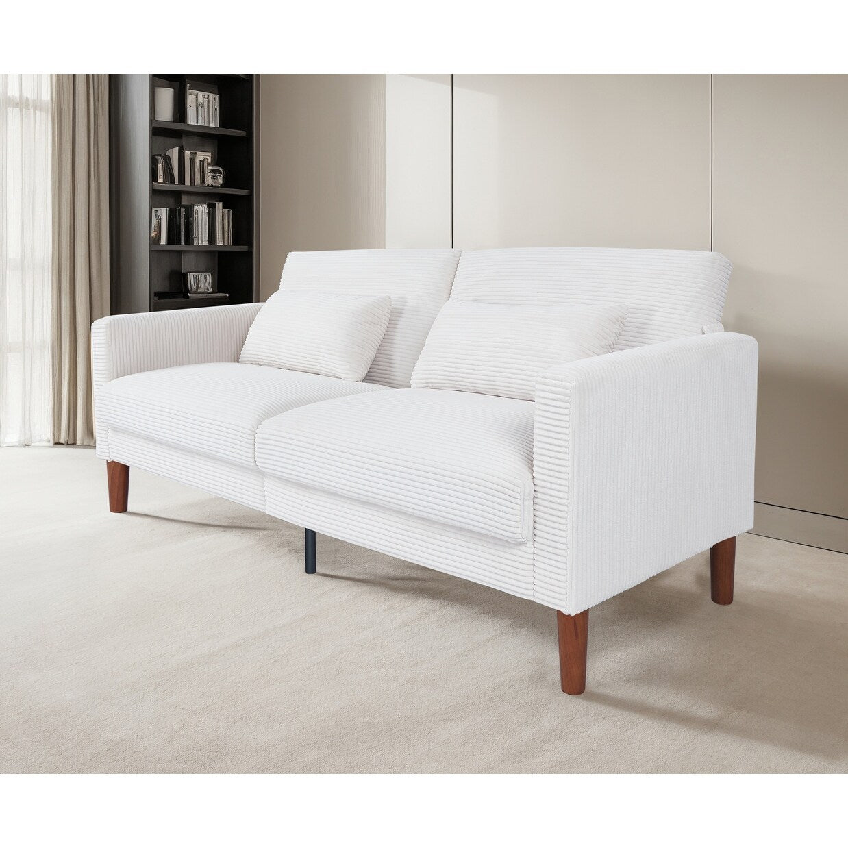 Canapé-lit en velours côtelé avec 2 coussins pour salon et chambre à coucher