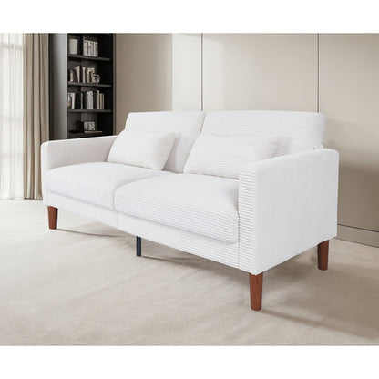 Canapé-lit en velours côtelé avec 2 coussins pour salon et chambre à coucher