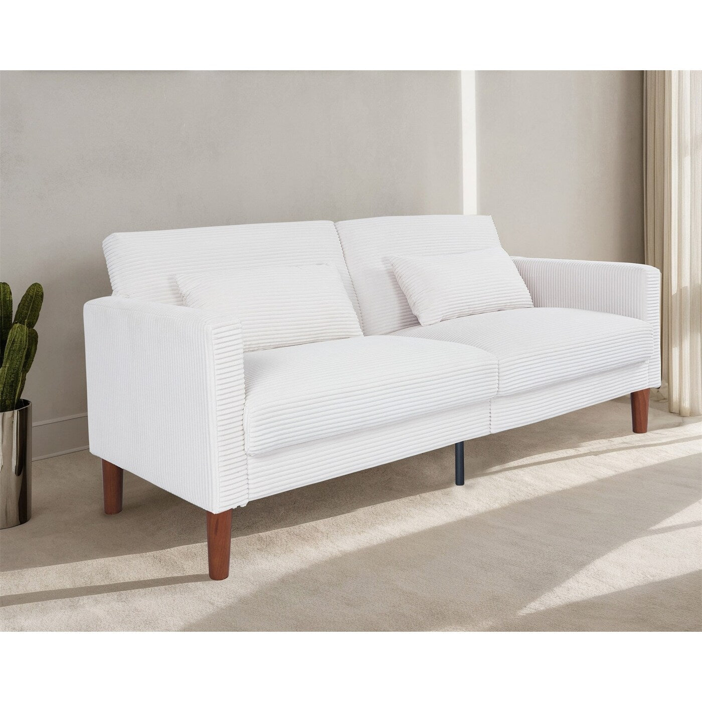 Canapé-lit en velours côtelé avec 2 coussins pour salon et chambre à coucher