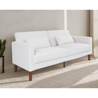 Canapé-lit en velours côtelé avec 2 coussins pour salon et chambre à coucher