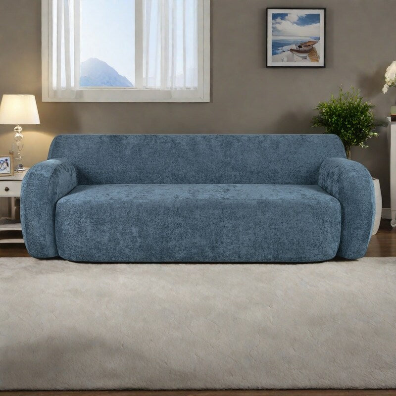 Canapé 3 places incurvé en polyester 81,5 avec accoudoirs ergonomiques, mousse haute densité et aucun assemblage requis