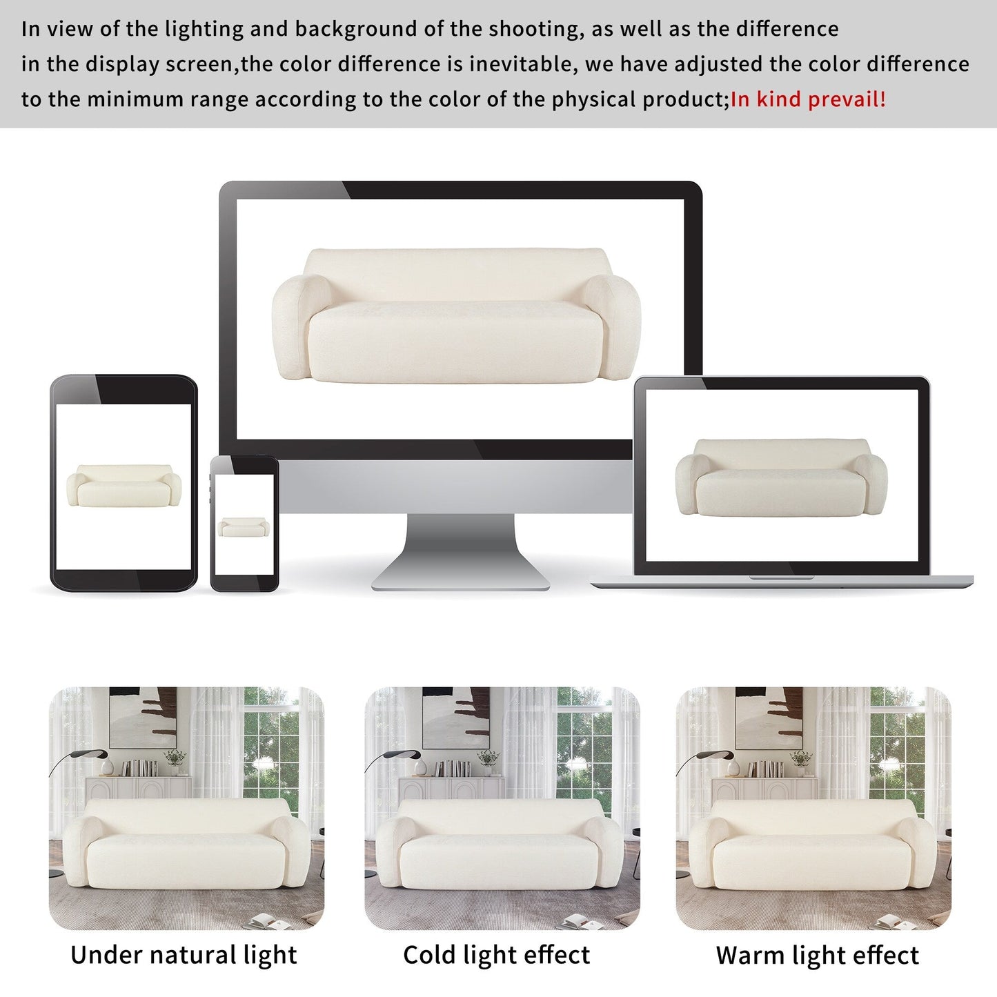 Canapé 3 places incurvé en polyester 81,5 avec accoudoirs ergonomiques, mousse haute densité et aucun assemblage requis