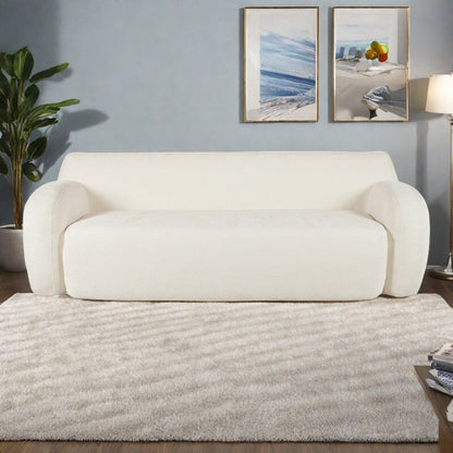 Canapé 3 places incurvé en polyester 81,5 avec accoudoirs ergonomiques, mousse haute densité et aucun assemblage requis