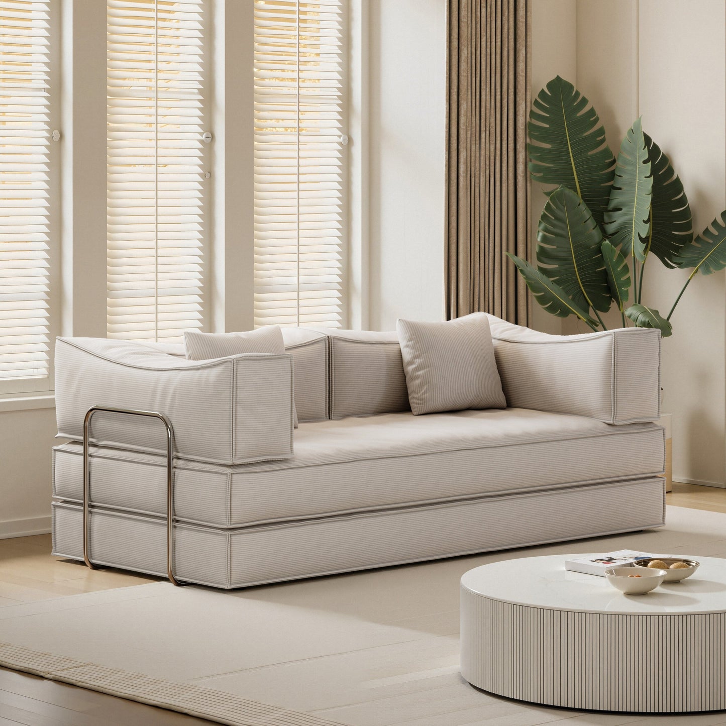 Canapé modulaire convertible en chenille de 82 pouces pour le salon