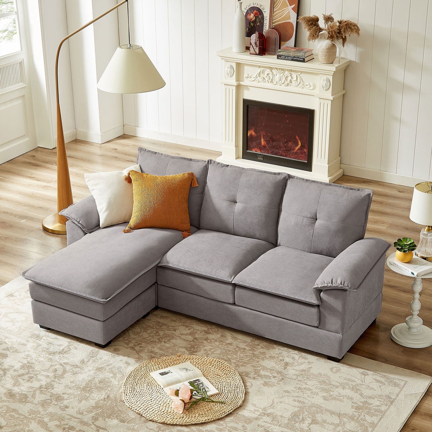 Canapé sectionnel en L de 82,28 pouces avec sièges nuage pour le salon