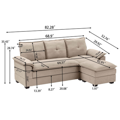Canapé sectionnel en L de 82,28 pouces avec sièges nuage pour le salon