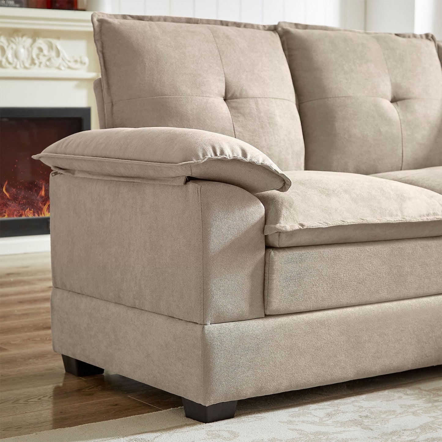 Canapé sectionnel en L de 82,28 pouces avec sièges nuage pour le salon