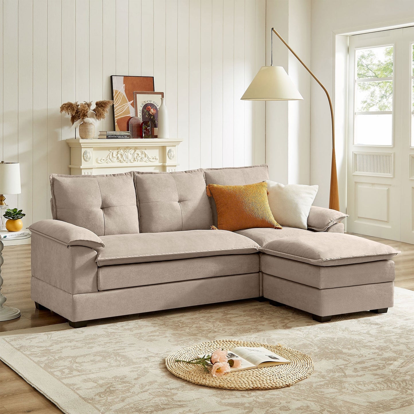 Canapé sectionnel en L de 82,28 pouces avec sièges nuage pour le salon