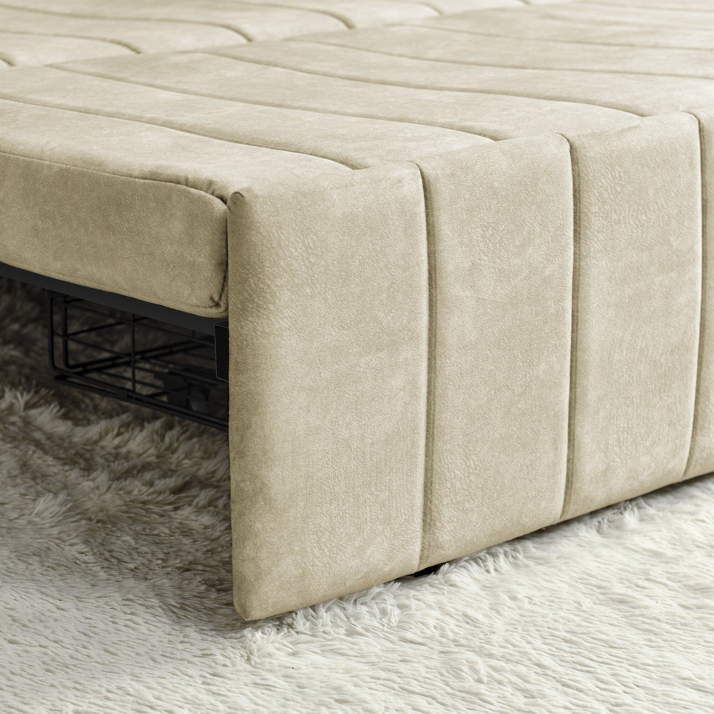 Canapé 3 places en velours de 82,3 po avec accoudoirs roulés, lit queen-size gigogne, deux tiroirs et deux oreillers