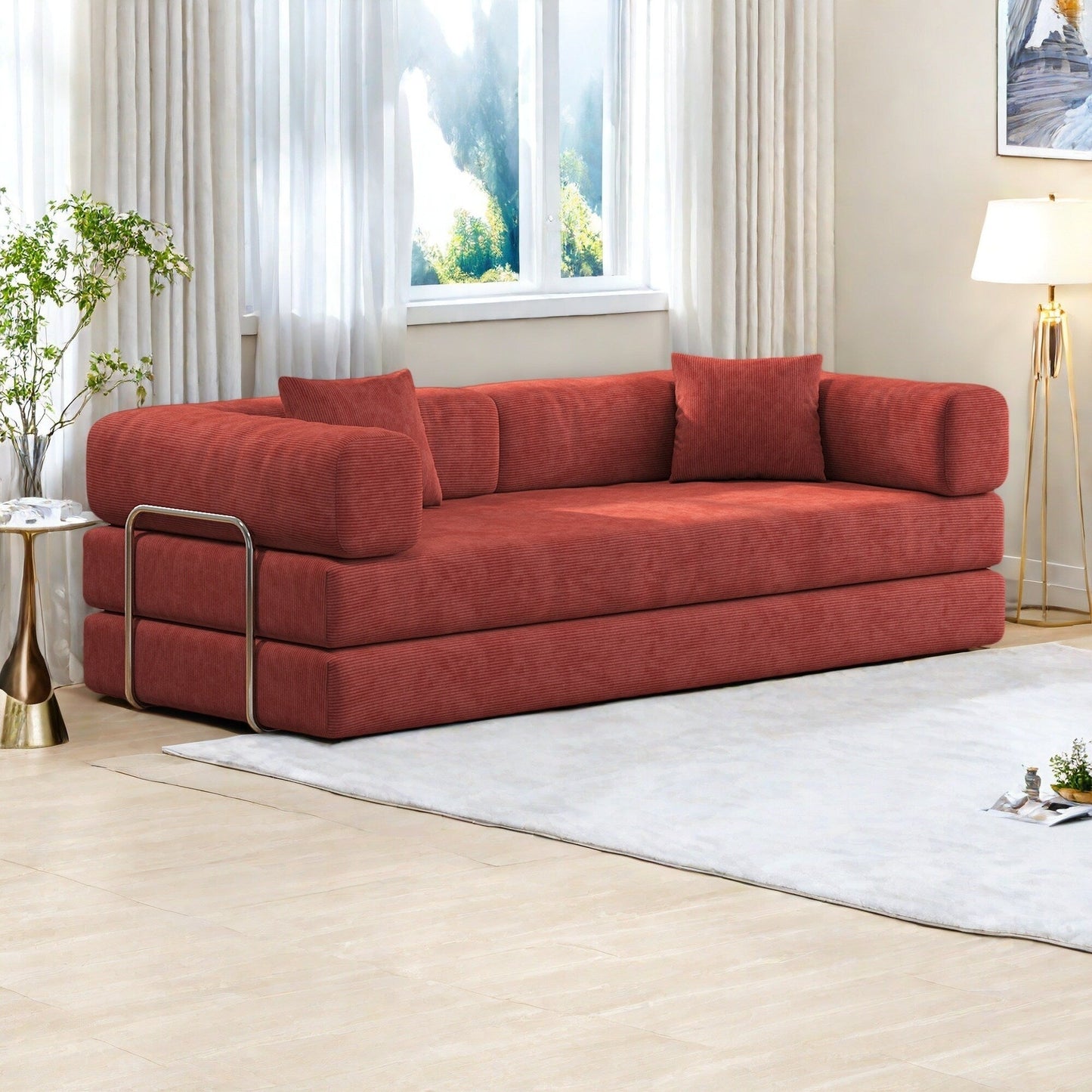 Canapé modulable 3 places en mousse 82,68 €, dossier amovible, assise 70 cm de large, housse lavable, structure en acier inoxydable