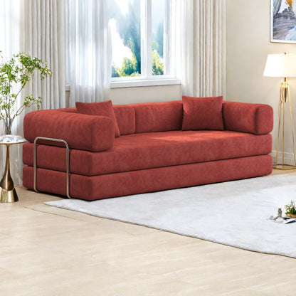 Canapé modulable 3 places en mousse 82,68 €, dossier amovible, assise 70 cm de large, housse lavable, structure en acier inoxydable