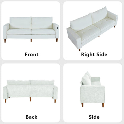 Canapé de salon 82,68 pouces, causeuse avec port USB/Type-C, confortable canapé causeuse en chenille avec housse amovible