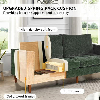 Canapé de salon 82,68 pouces, causeuse avec port USB/Type-C, confortable canapé causeuse en chenille avec housse amovible