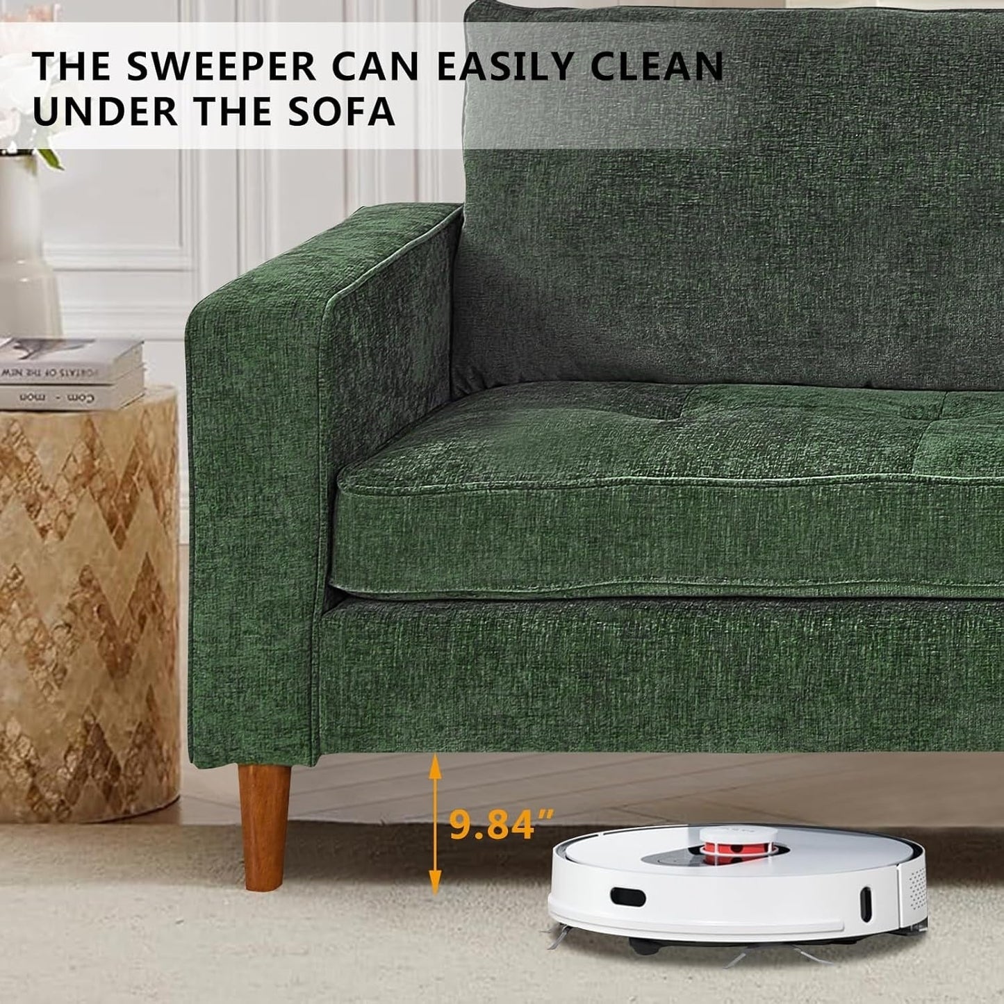 Canapé de salon 82,68 pouces, causeuse avec port USB/Type-C, confortable canapé causeuse en chenille avec housse amovible