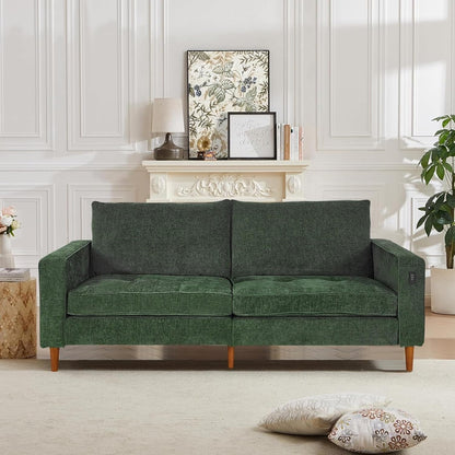 Canapé de salon 82,68 pouces, causeuse avec port USB/Type-C, confortable canapé causeuse en chenille avec housse amovible