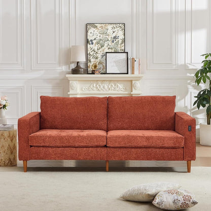 Canapé de salon 82,68 pouces, causeuse avec port USB/Type-C, confortable canapé causeuse en chenille avec housse amovible