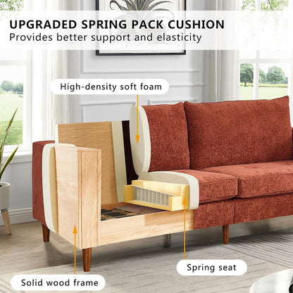 Canapé de salon 82,68 pouces, causeuse avec port USB/Type-C, confortable canapé causeuse en chenille avec housse amovible