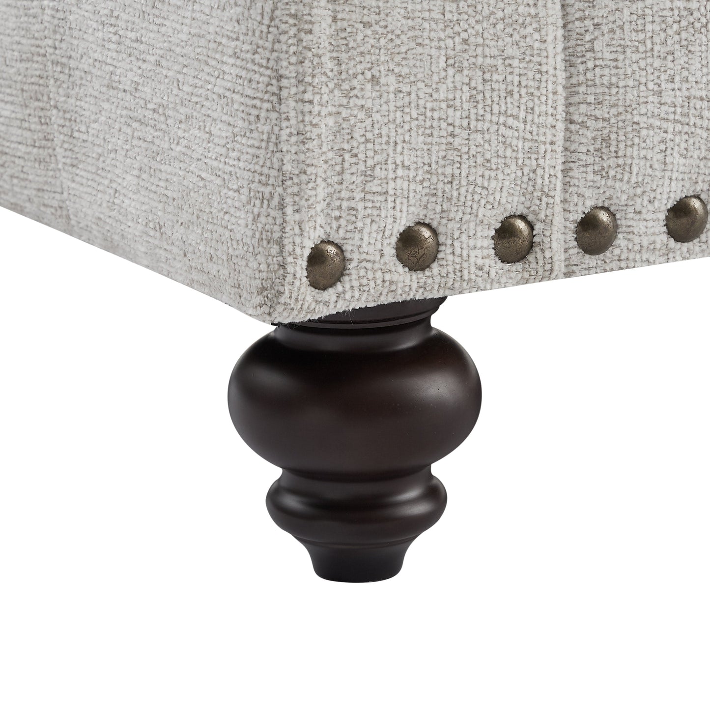 Canapés 2 places modernes en chenille avec accoudoirs et clous (blanc)