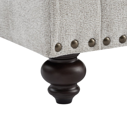 Canapés 2 places modernes en chenille avec accoudoirs et clous (blanc)