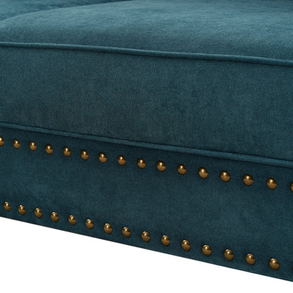 Canapé 3 places moderne en chenille de 82 pouces avec pieds marron, 2 oreillers et coussins amovibles, dossier