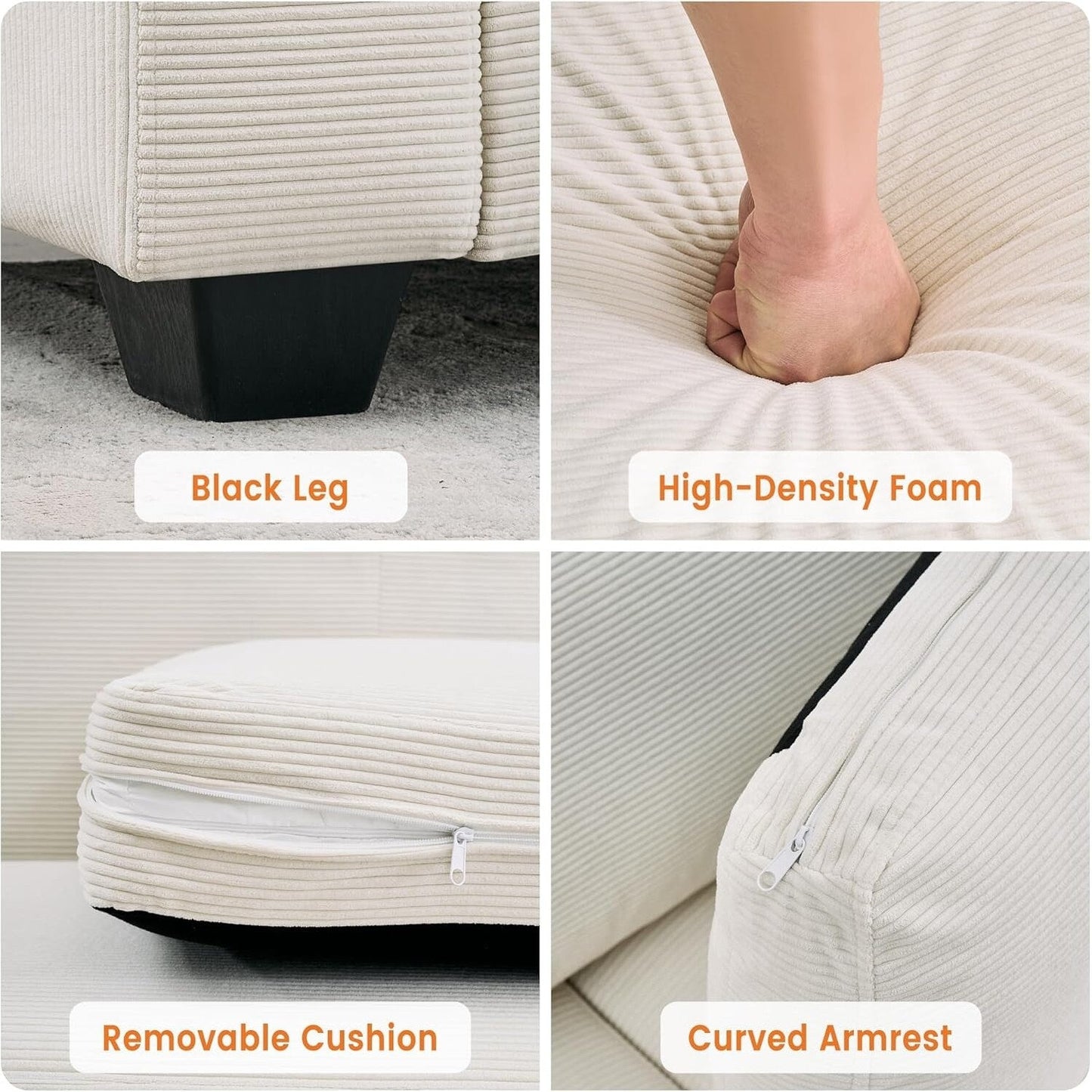 Canapé 3 places moderne de 83 pouces avec assises profondes, canapé nuage confortable pour le salon