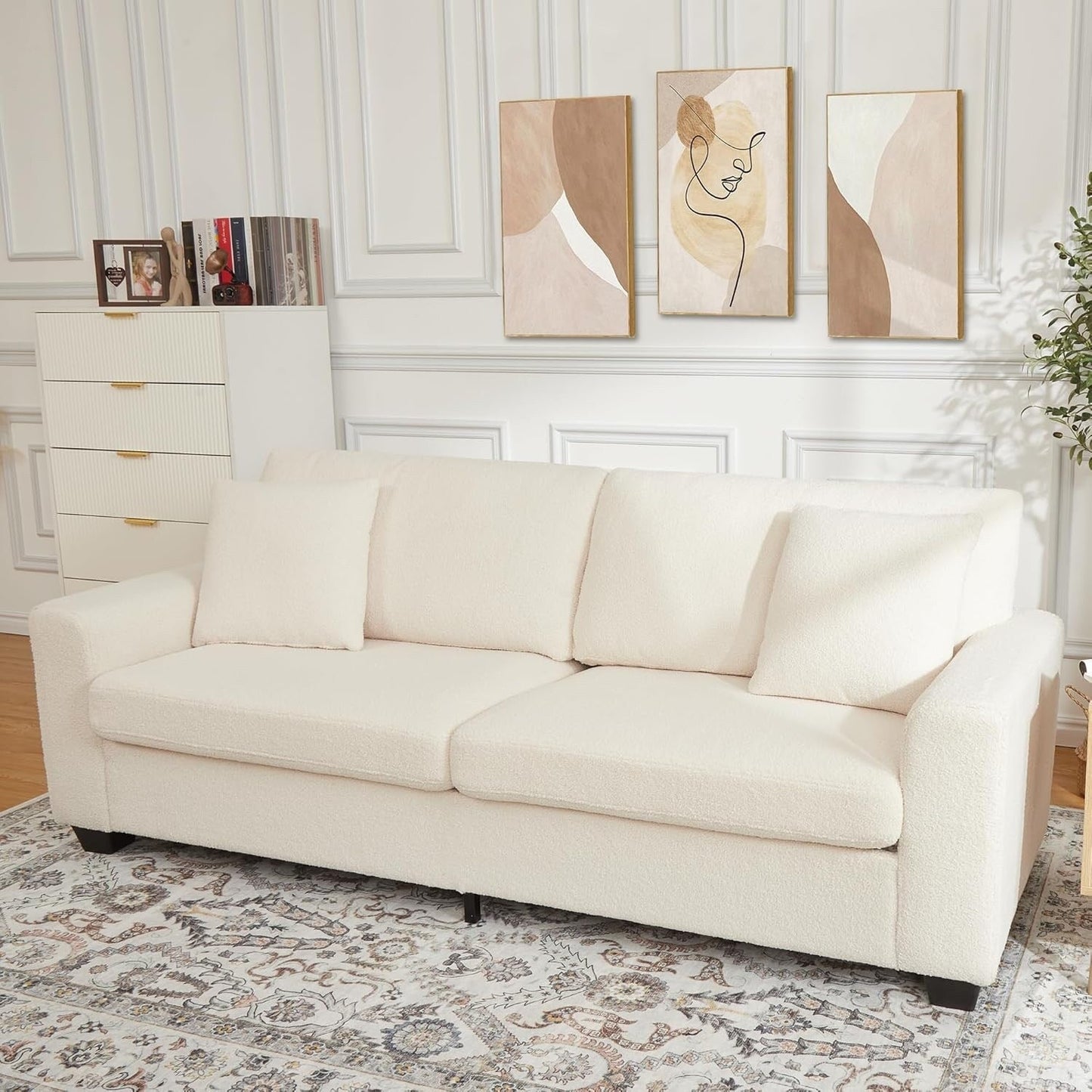 Canapé 3 places moderne de 83 pouces avec assises profondes, canapé nuage confortable pour le salon