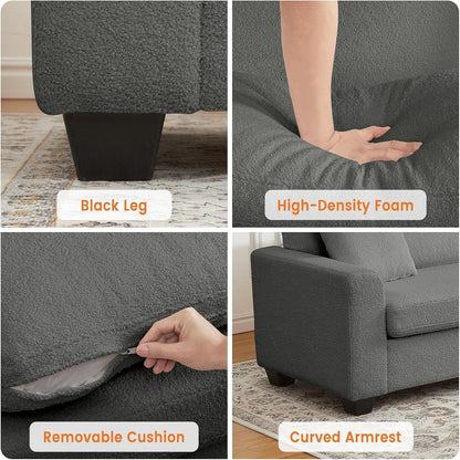 Canapé 3 places moderne de 83 pouces avec assises profondes, canapé nuage confortable pour le salon