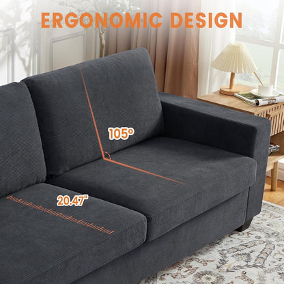 Canapé 3 places moderne de 83 pouces avec assises profondes, canapé nuage confortable pour le salon