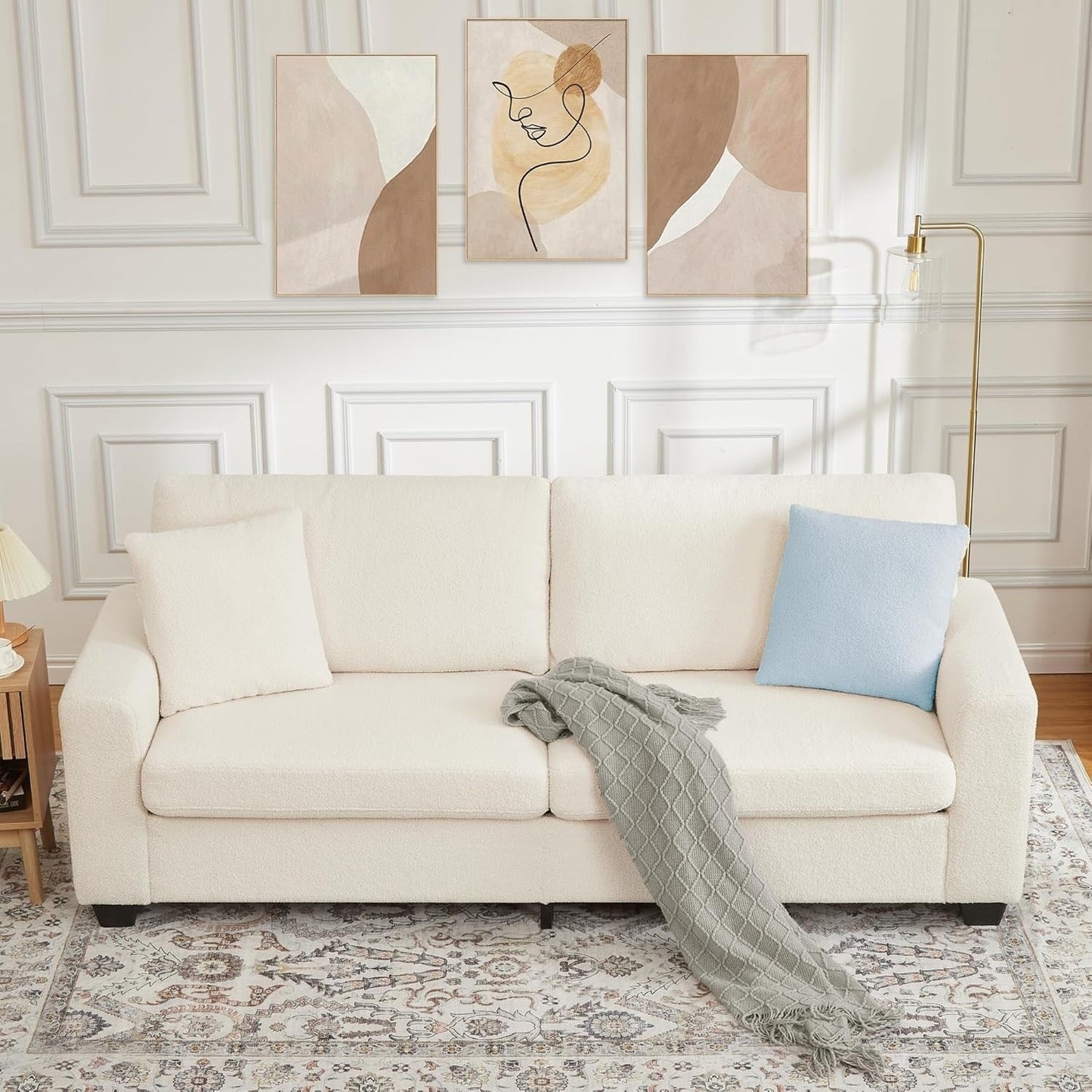 Canapé 3 places moderne de 83 pouces avec assises profondes, canapé nuage confortable pour le salon