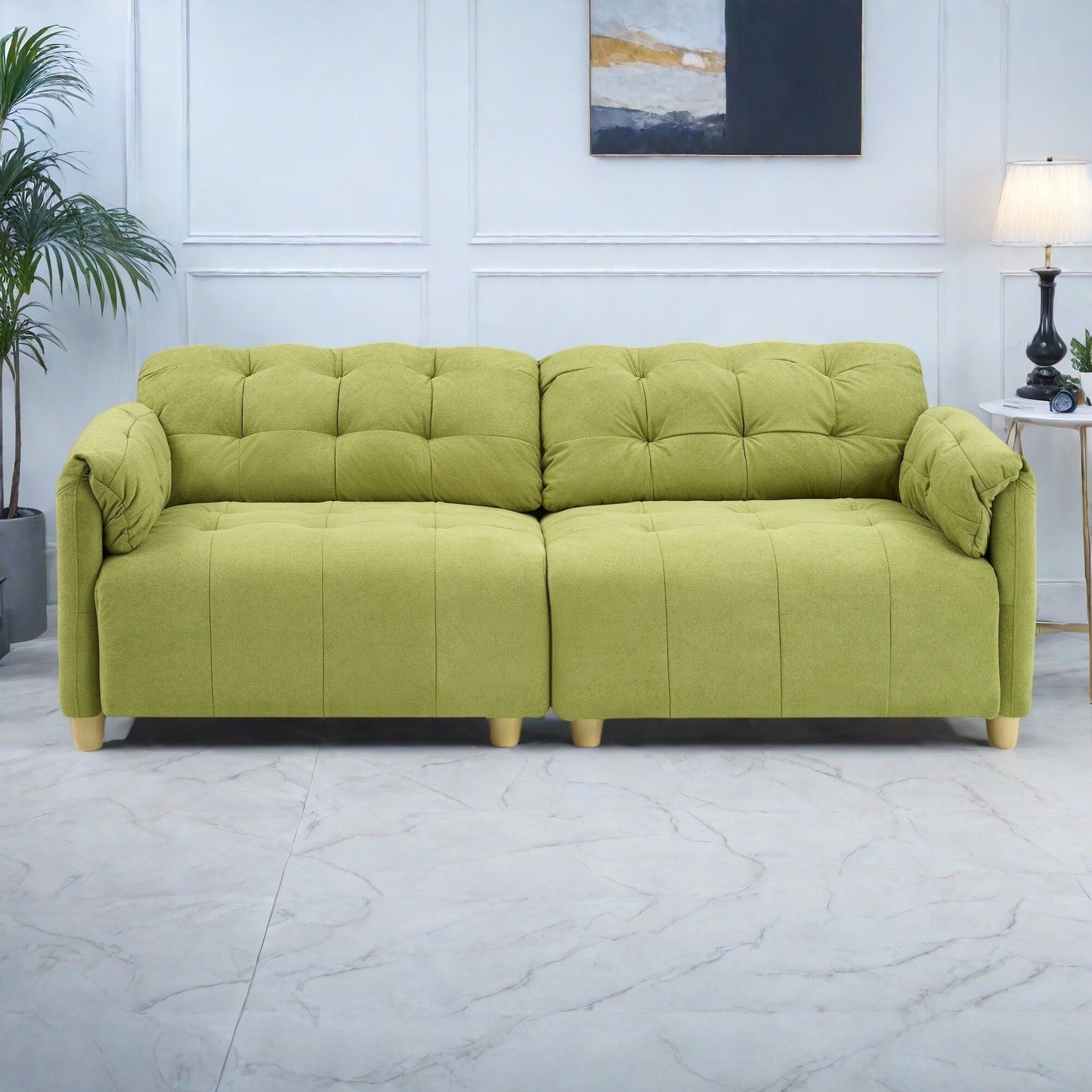 Canapé 3 places 83.1 en flanelle avec mousse haute densité, structure en bois massif, montage facile