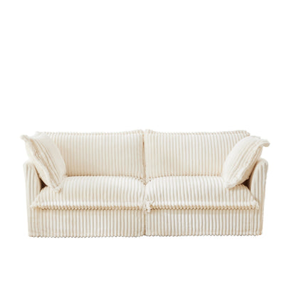 Canapé 2 places en velours côtelé 83,4 pouces, moelleux et confortable, avec grands coussins, pour le salon