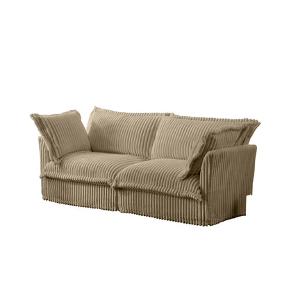 Canapé 2 places en velours côtelé 83,4 pouces, moelleux et confortable, avec grands coussins, pour le salon