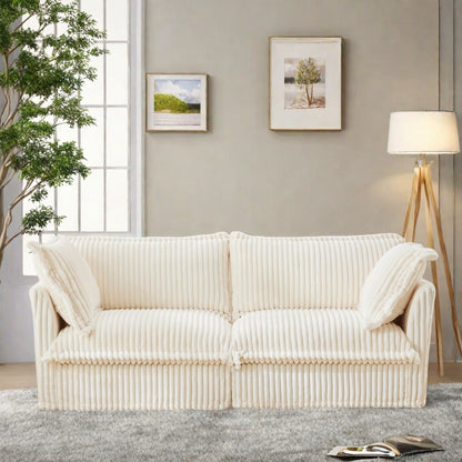 Canapé 2 places en velours côtelé 83,4 pouces, moelleux et confortable, avec grands coussins, pour le salon