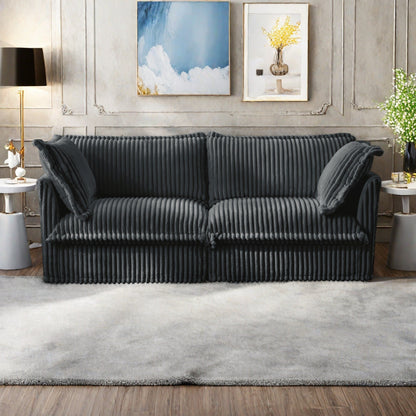 Canapé 3 places en velours côtelé 83,4 avec coussins pour salon et chambre