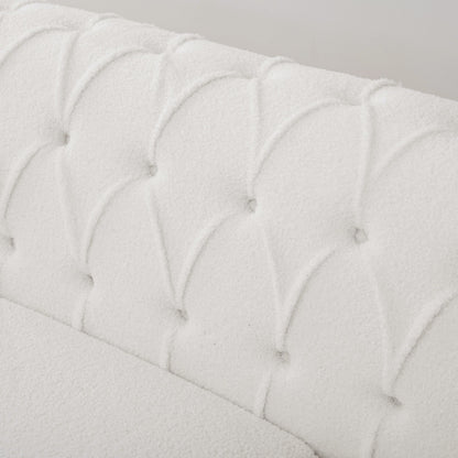 Canapé 3 places à accoudoirs carrés en similicuir 83,66 po avec coussins amovibles, support à ressorts ensachés et garniture cloutée