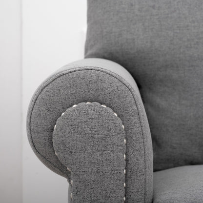 Canapé 3 places en tissu à accoudoirs enroulables, assise à ressorts ensachés, dossier en mousse PP et structure en bois massif (83,86 €)