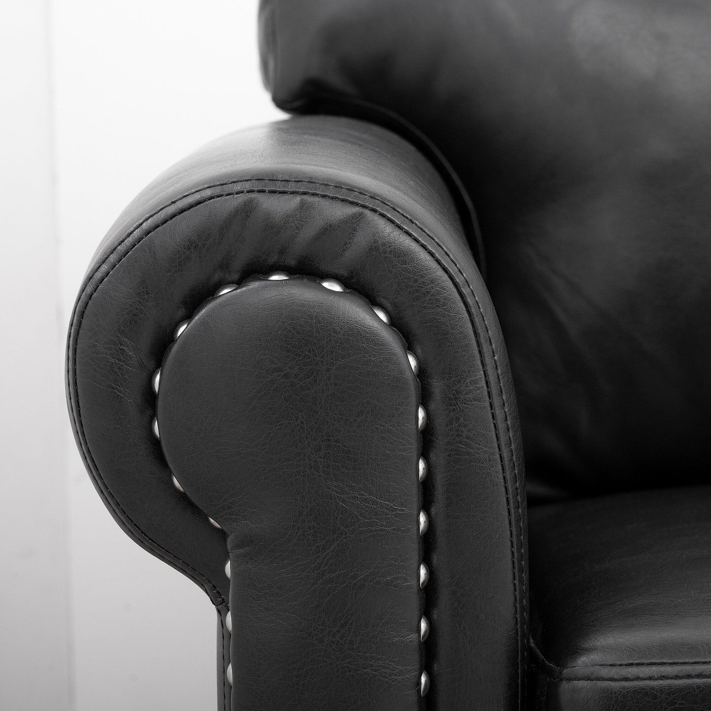 Canapé 3 places rembourré avec clous et pieds en bouleau pour salon (83,86 €)