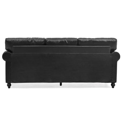 Canapé 3 places rembourré avec clous et pieds en bouleau pour salon (83,86 €)